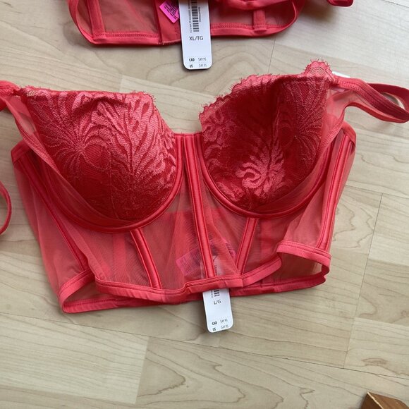 NWT La Senza Corset lace Bustier Sexy Padded Lined Bra Cayenne Red All Sz S-XL+ - Picture 11 of 16
